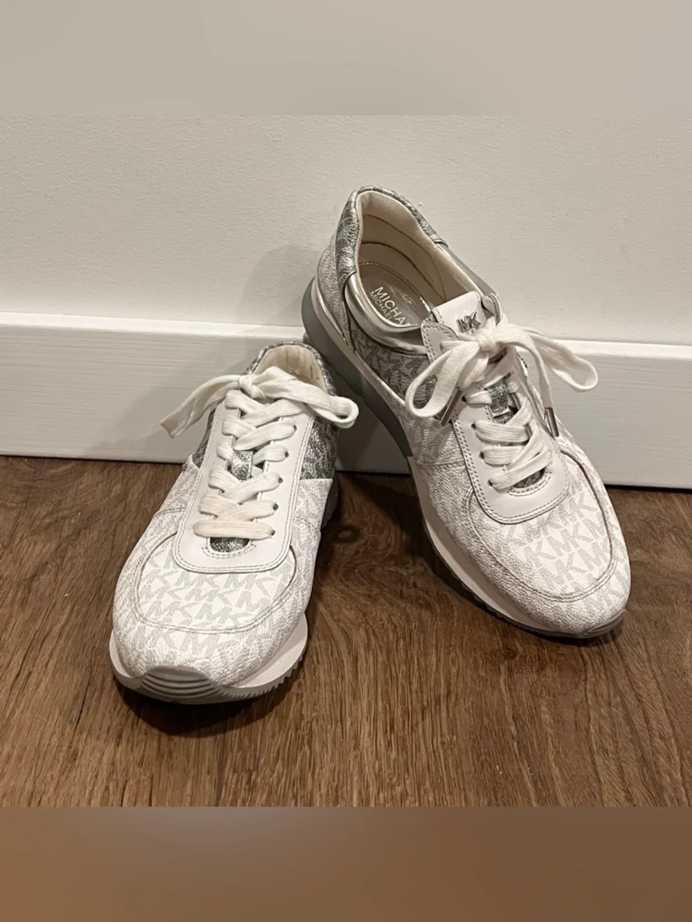 Michael Kors White Allie Wrap Trainer Logo Sneakers